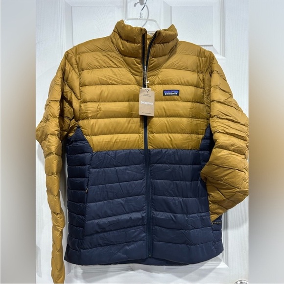 Patagonia Men's L Large Down Sweater Raptor Brown Blue Puffer Jacket NWT Puff - Picture 1 of 8
